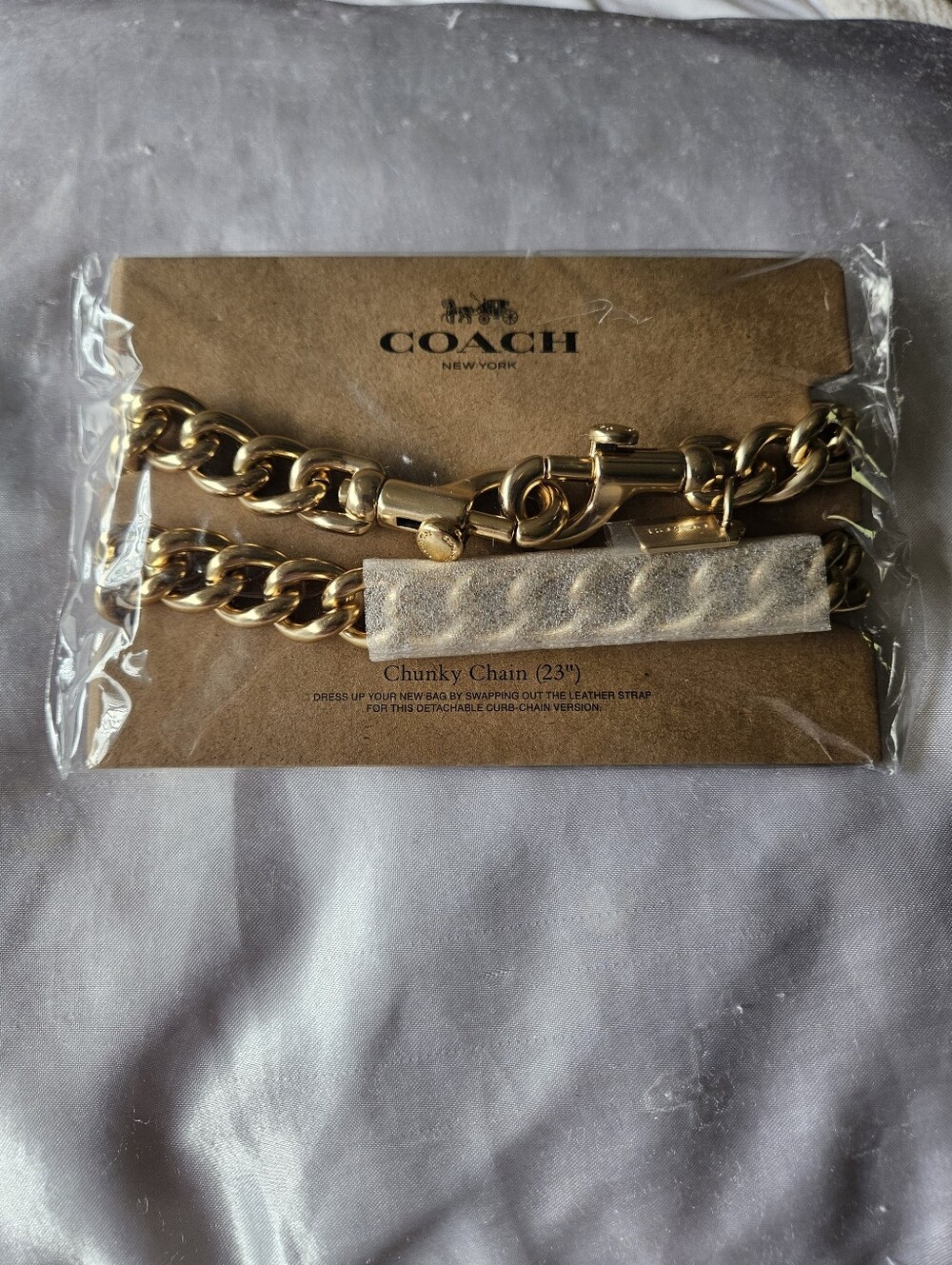NWT COACH Chunky Chain Shoulder Strap Gold Tone - CR457 New In Package